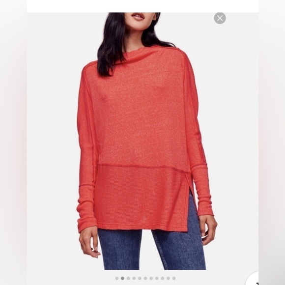 Free People We the Free Londontown coral thermal look long sleeve top size S - Picture 13 of 13